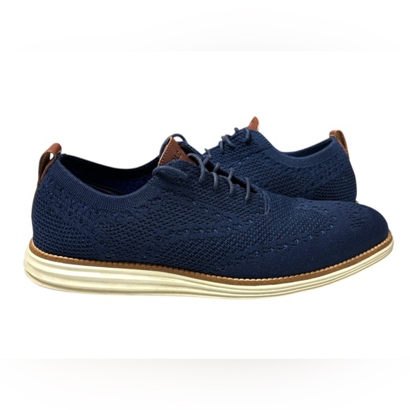 Cole Haan Original Grand Wingtip Shoes Navy - Picture 1 of 12